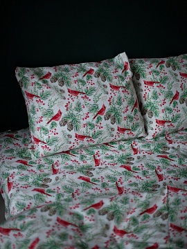 Льняная наволочка прямоугольная Новогодний лес