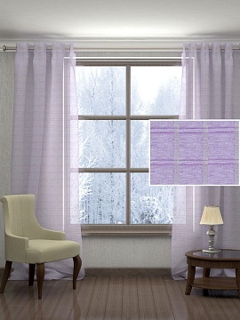 Шторы льняные Вуаль-полоска цвет лавандовый