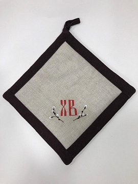 Прихватка льняная с вышивкой ХВ