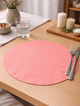 Салфетка круглая изо льна цвет коралл