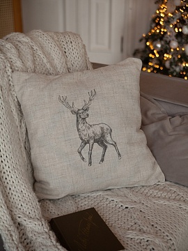 Декоративная наволочка изо льна Олень