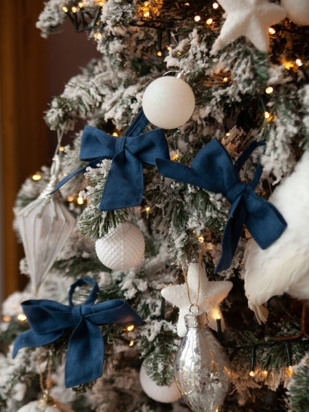 Набор Новогодних Бантов на елку цвет синий