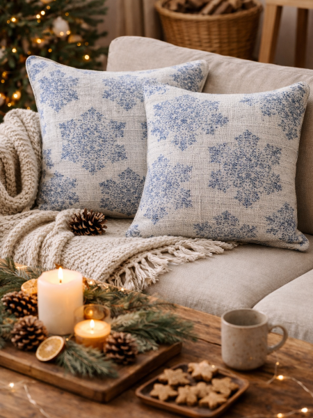 Декоративная наволочка изо льна Метель