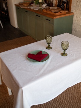 Скатерть прямоугольная полульняная Сияние цвет белый без салфеток