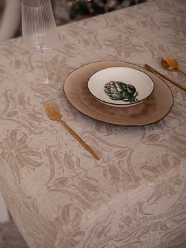 Скатерть льняная Цветы без салфеток