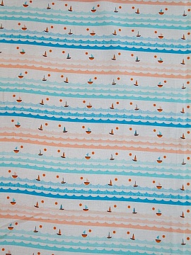Ткань полульняная Кораблики арт.620В