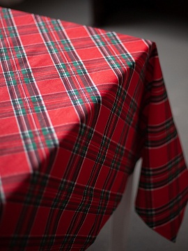 Скатерть льняная Шотландская клетка без салфеток