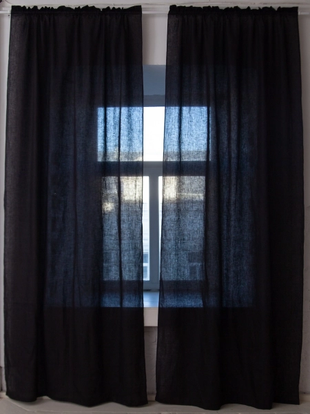 Шторы льняные Timeless black