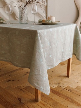 Скатерть прямоугольная Тюльпаны цвет голубой без салфеток