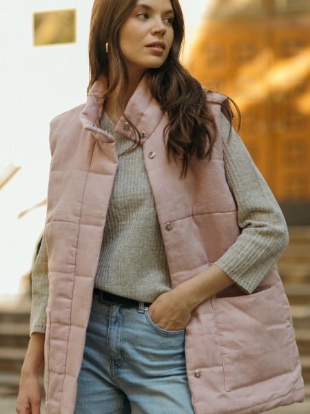 Жилет стеганый Snezhno dusty rose