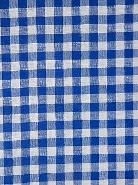 Ткань полульняная Клетка синяя арт.42