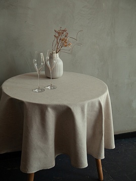 Скатерть с мережкой круглая Russo natural