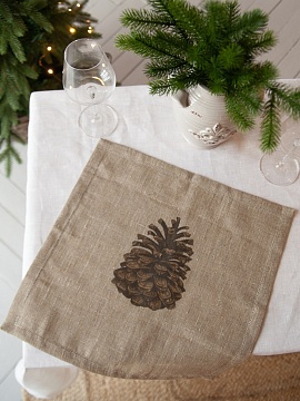 Салфетка льняная с мережкой Шишка