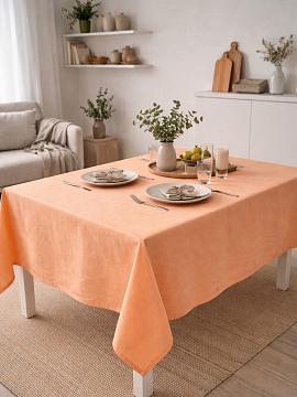 Скатерть льняная Классическая цвет оранжевый без салфеток