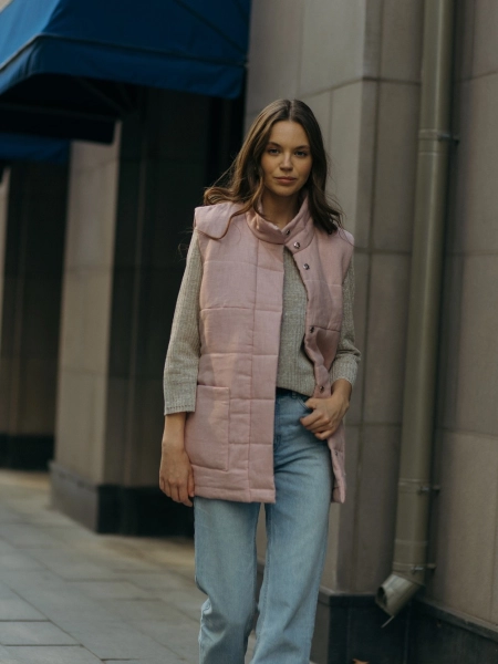 Жилет стеганый Snezhno dusty rose