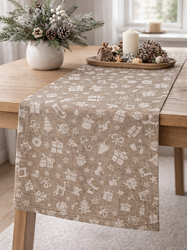 Дорожка льняная Новогодняя сказка