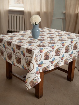 Скатерть льняная Пасхальные куличи без салфеток