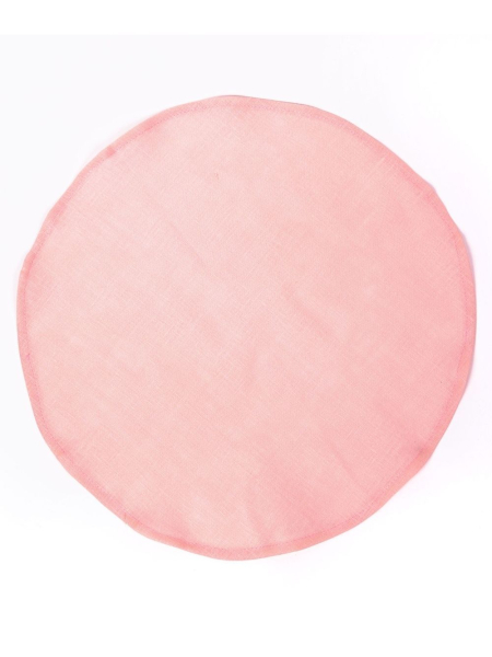 Салфетка круглая изо льна цвет розовый