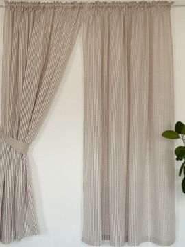 Шторы льняные Вуаль-полоска-3 цвет серый натуральный