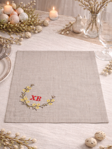 Салфетка льняная ХВ серая