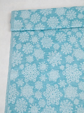 Ткань полульняная Снежинки на голубом арт.408В