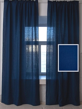 Шторы льняные Классика-2 цвет синий