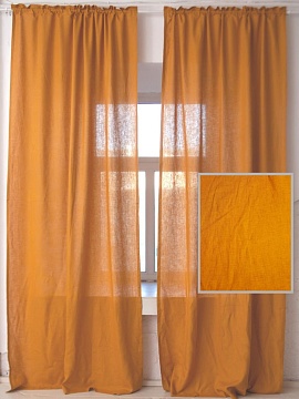 Шторы льняные Классика-2 цвет горчичный