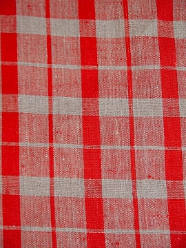 Ткань изо льна Клетка красная арт.94