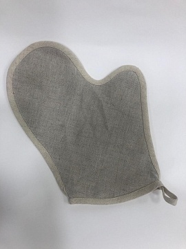 Рукавица для бани изо льна Серая