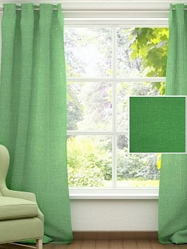 Шторы льняные Классика-2 цвет изумрудный