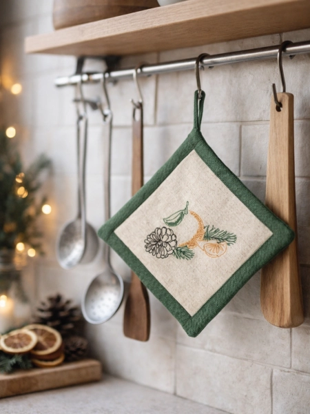 Прихватка льняная Мандарины цвет 2