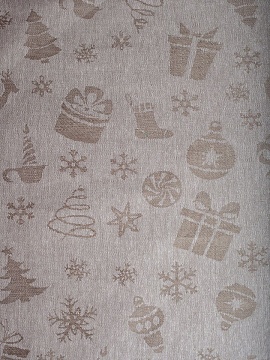 ОСТАТОК меньше метра Ткань льняная Новогодняя сказка