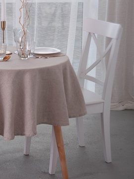 Скатерть изо льна круглая Наоми цвет серый без салфеток