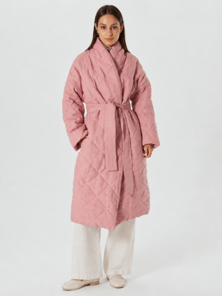 Пальто льняное стеганое Tutto dusty rose