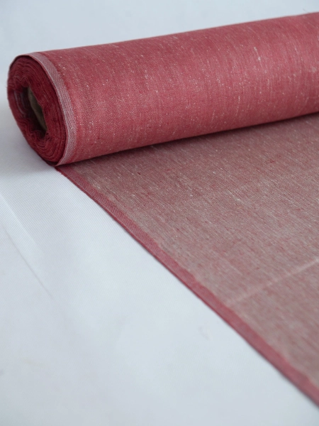 Льняная ткань Бордовая арт.135