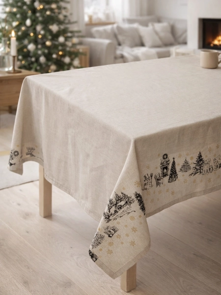 Скатерть льняная Рождественские истории без салфеток