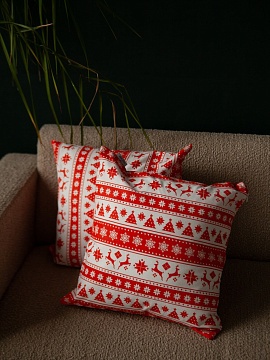 Декоративная наволочка изо льна Северные Олени