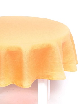 Скатерть круглая изо льна оранжевая без салфеток