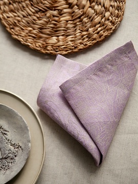 Салфетка льняная Сиреневый луг