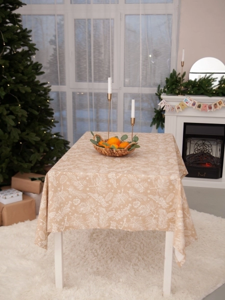 Скатерть льняная Хвойная стужа без салфеток