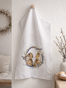 Полотенце льняное Пасхальные кролики