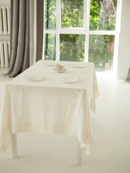 Умягчённая скатерть премиум Stone wash white
