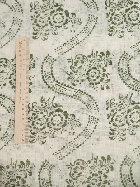 ОСТАТОК меньше метра Ткань льняная Аленький цветочек-2