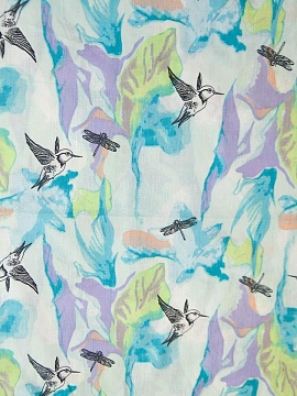 ОСТАТОК меньше метра Льняная ткань Колибри цвет сиреневый арт.3117В