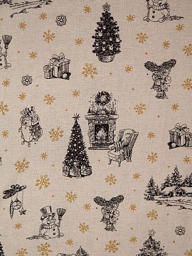 Ткань полульняная Рождественские истории арт.2037