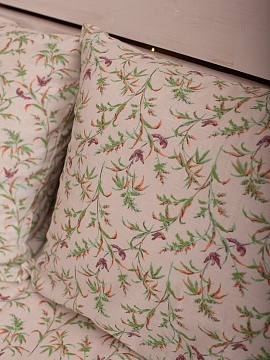 Льняная наволочка квадратная Райские птички