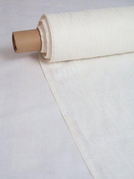 ОСТАТОК меньше метра Льняная ткань Линии белые арт.058