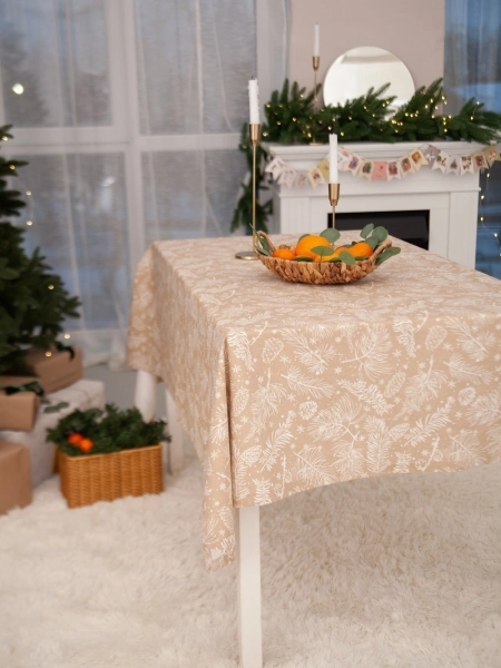 Скатерть льняная Хвойная стужа без салфеток