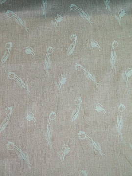 Льняная ткань Тюльпаны цвет голубой арт.716В