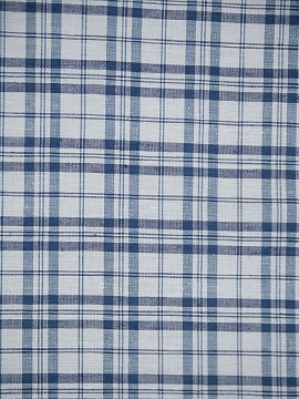 ОСТАТОК меньше метра Ткань полульняная Синяя клетка арт.5518